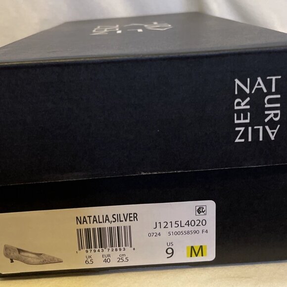 Naturalizer Natalia Kitten Heal Silver Snakeskin Womens Size 9 M New Pointed Toe - Picture 9 of 11